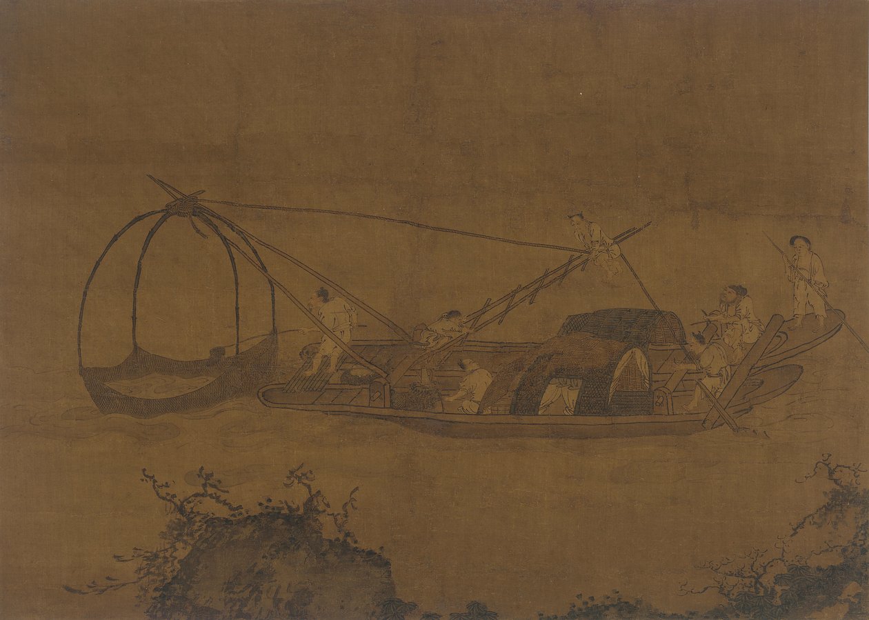 Fishermen Raising a Net, Ming-dynastiet, 16.-17. århundrede. af Unbekannt