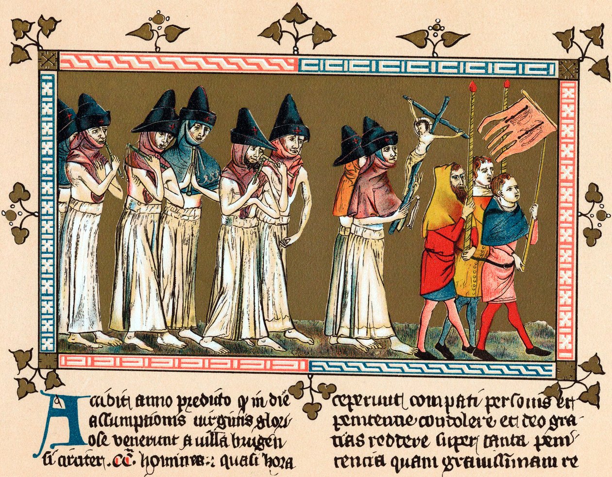 Flagellanter i den hollandske by Tournai Doornik, 1349 af Unbekannt