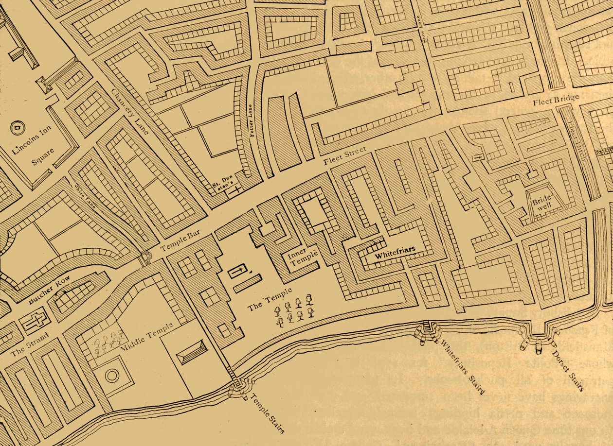 Fleet Street, The Temple, Etc., Fra et kort over London, udgivet 1720, 1897. af Unbekannt