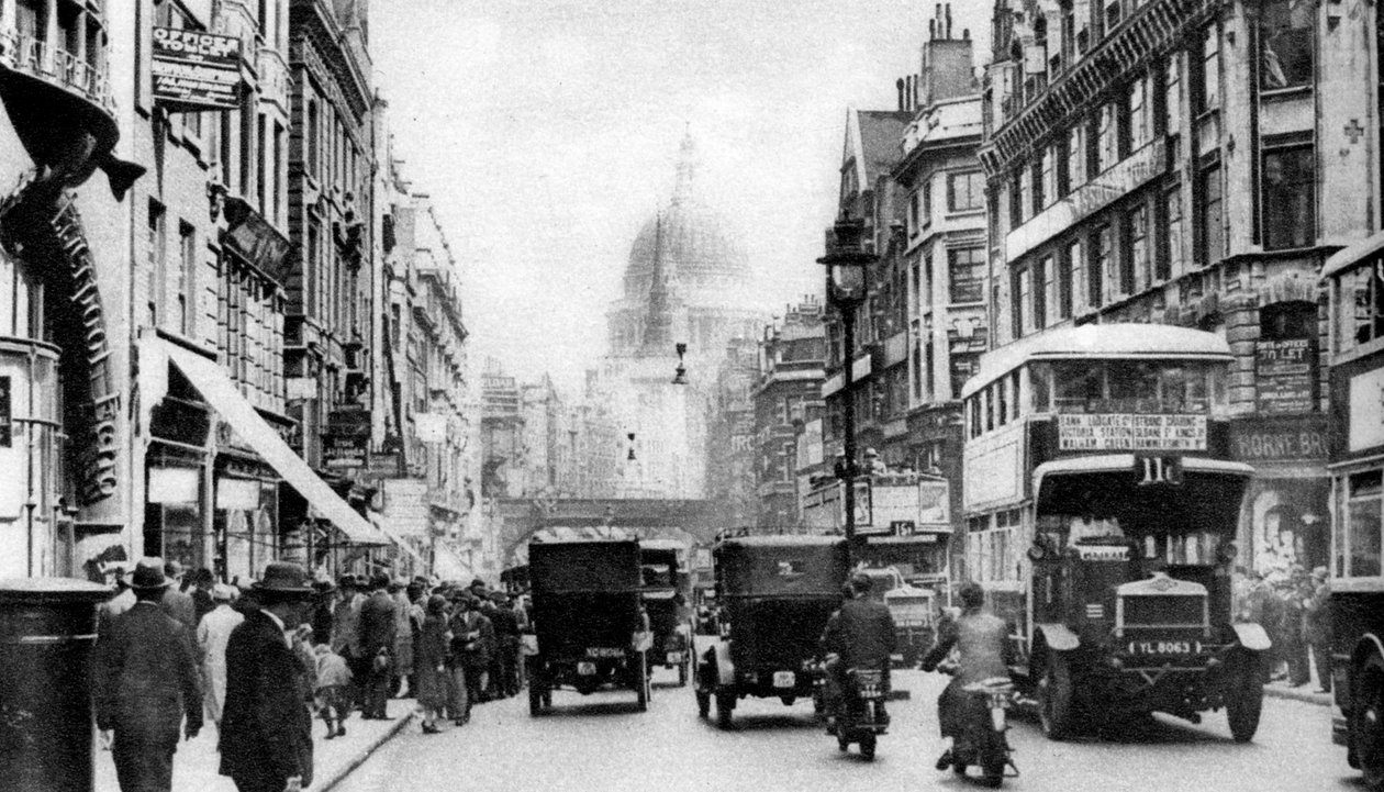 Fleet Street set fra overfor Salisbury Court, London, 1926-1927 af Unbekannt