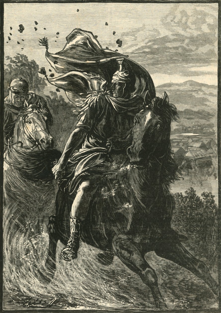 Pompejus flyvning fra slagmarken i Pharsalia, 1890. af Unbekannt
