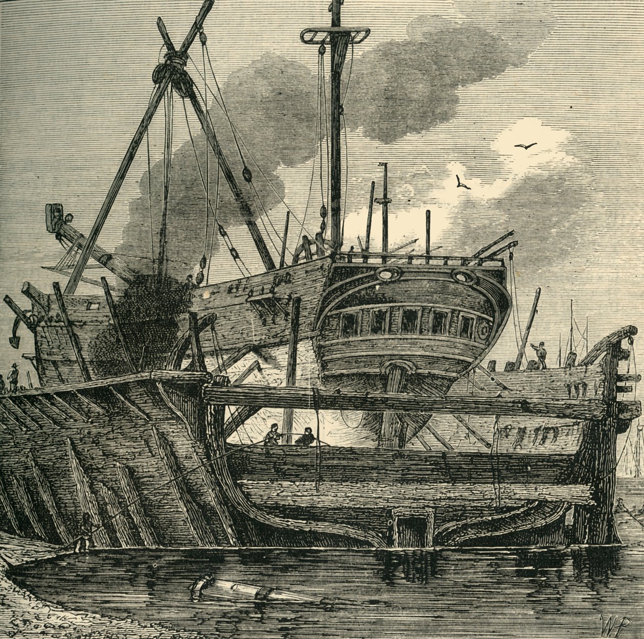 Flydedok, Deptford 1820, c1878. af Unbekannt