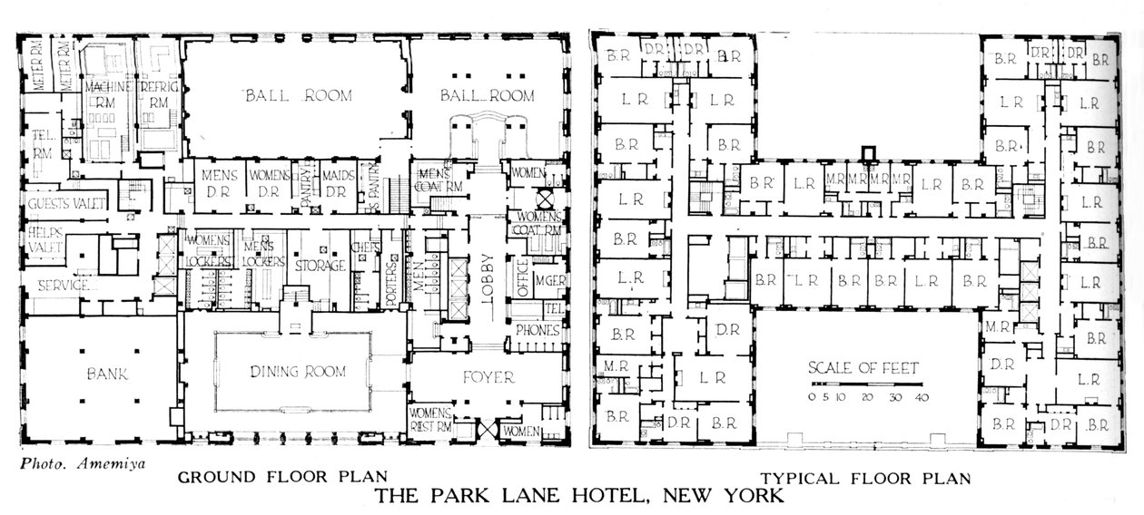 Plantegninger, Park Lane Hotel, New York City, 1924 af Unbekannt