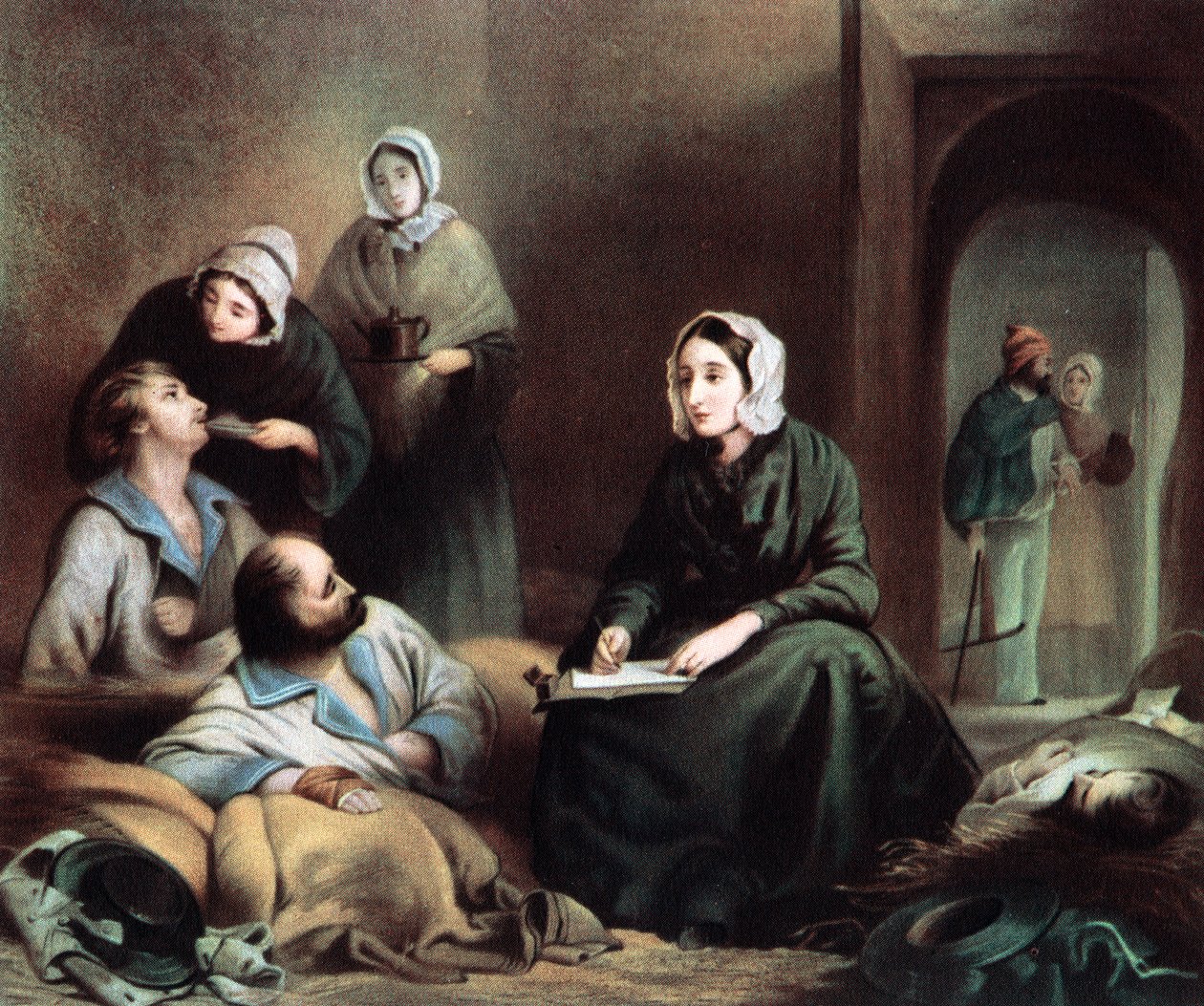 Florence Nightingale, britisk sygeplejerske og hospitalsreformator, på Scutari Hospital, Tyrkiet, 1855 af Unbekannt