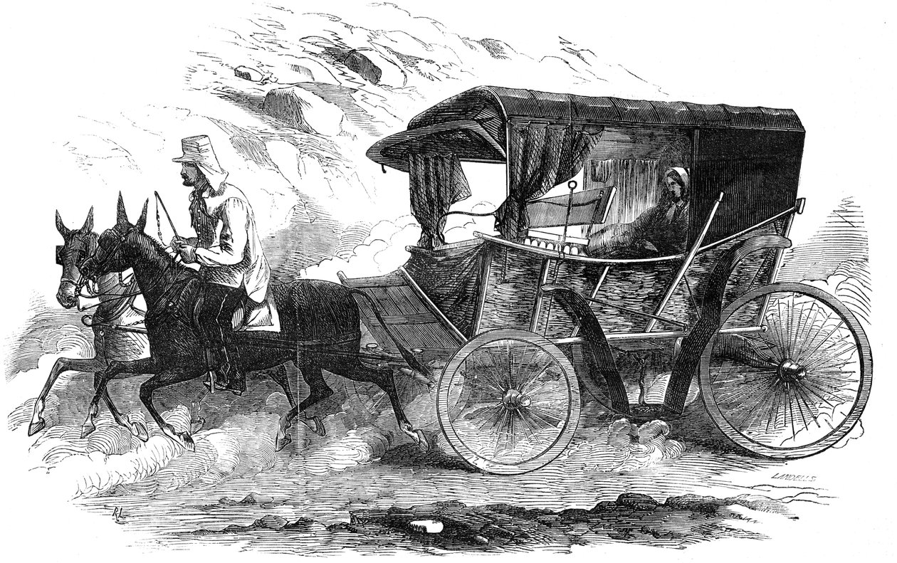 Florence Nightingale i sin vogn på Krim, 1856 af Unbekannt