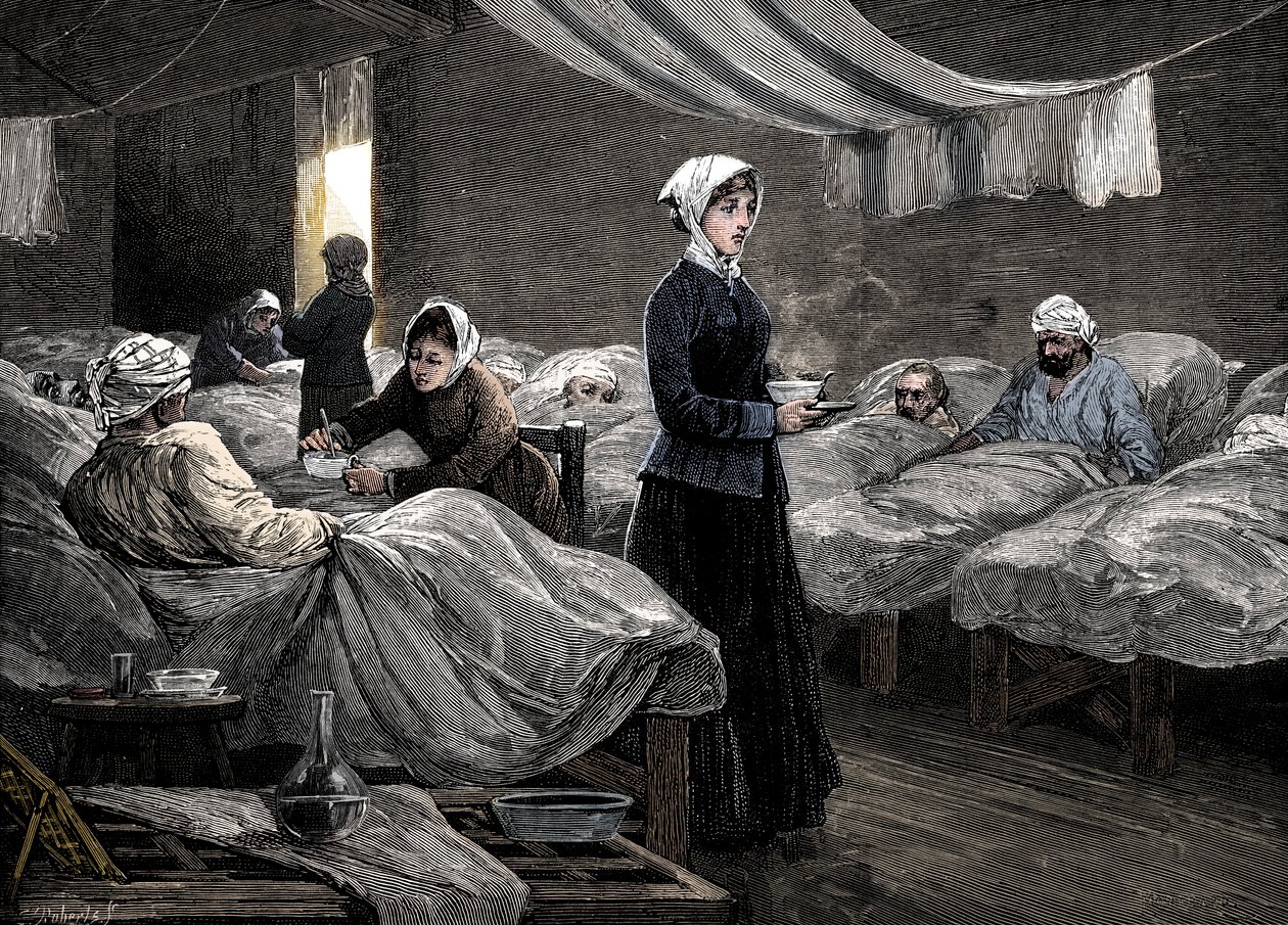 Florence Nightingale på kasernehospitalet i Scutari, c1880 af Unbekannt
