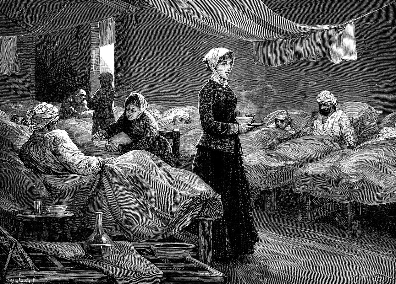 Florence Nightingale på kasernehospitalet i Scutari, c1880 af Unbekannt