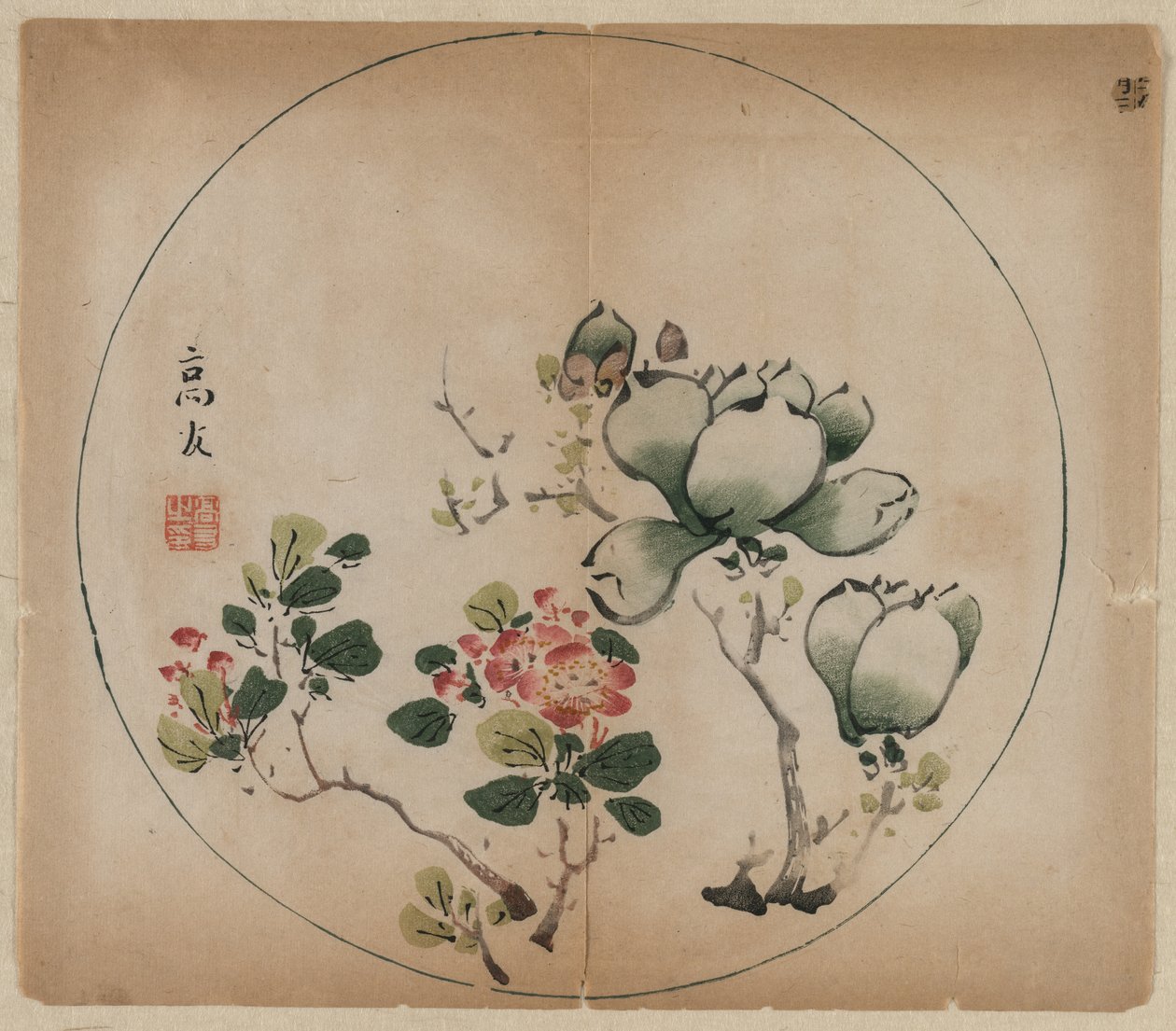 Blomstrende Magnolia og ferskenblomster, 1368-1644. af Unbekannt