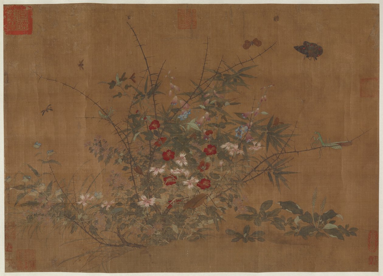 Blomster og insekter, Ming-dynastiet, 1400-tallet. af Unbekannt