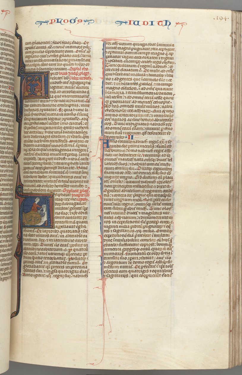 Fol. 194r, Judith, historisk initial A, Judith halshugger Holofernes, ca. 1275-1300. af Unbekannt