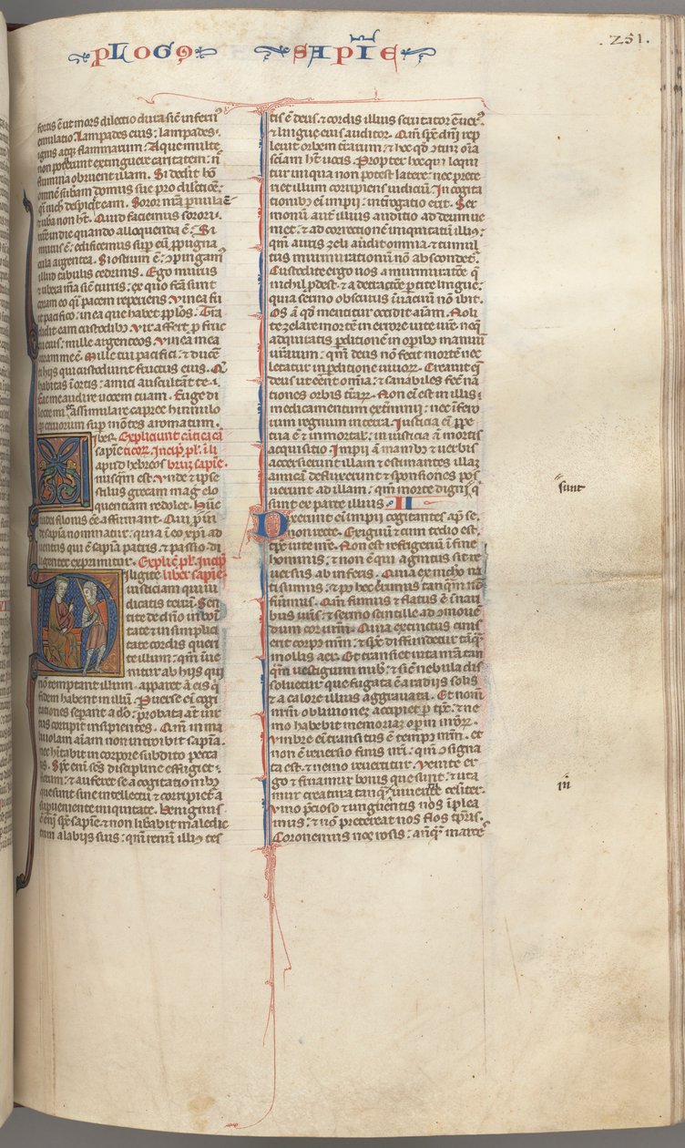 Fol. 251 r, Visdom, historisk initial D, Salomon instruerer en soldat, ca. 1275-1300. af Unbekannt
