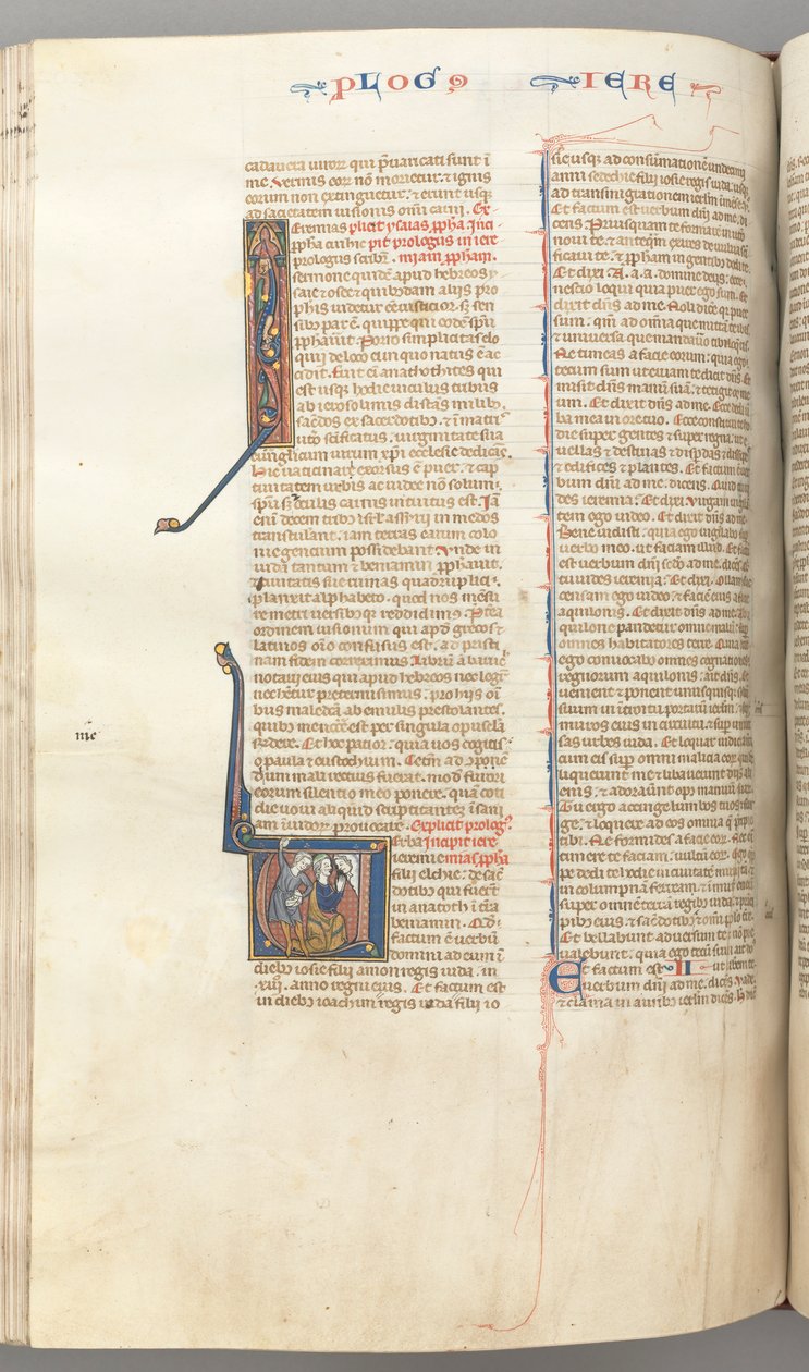 Fol. 292v, Jeremias, historisk initial V, steningen af Jeremias, ca. 1275-1300. af Unbekannt