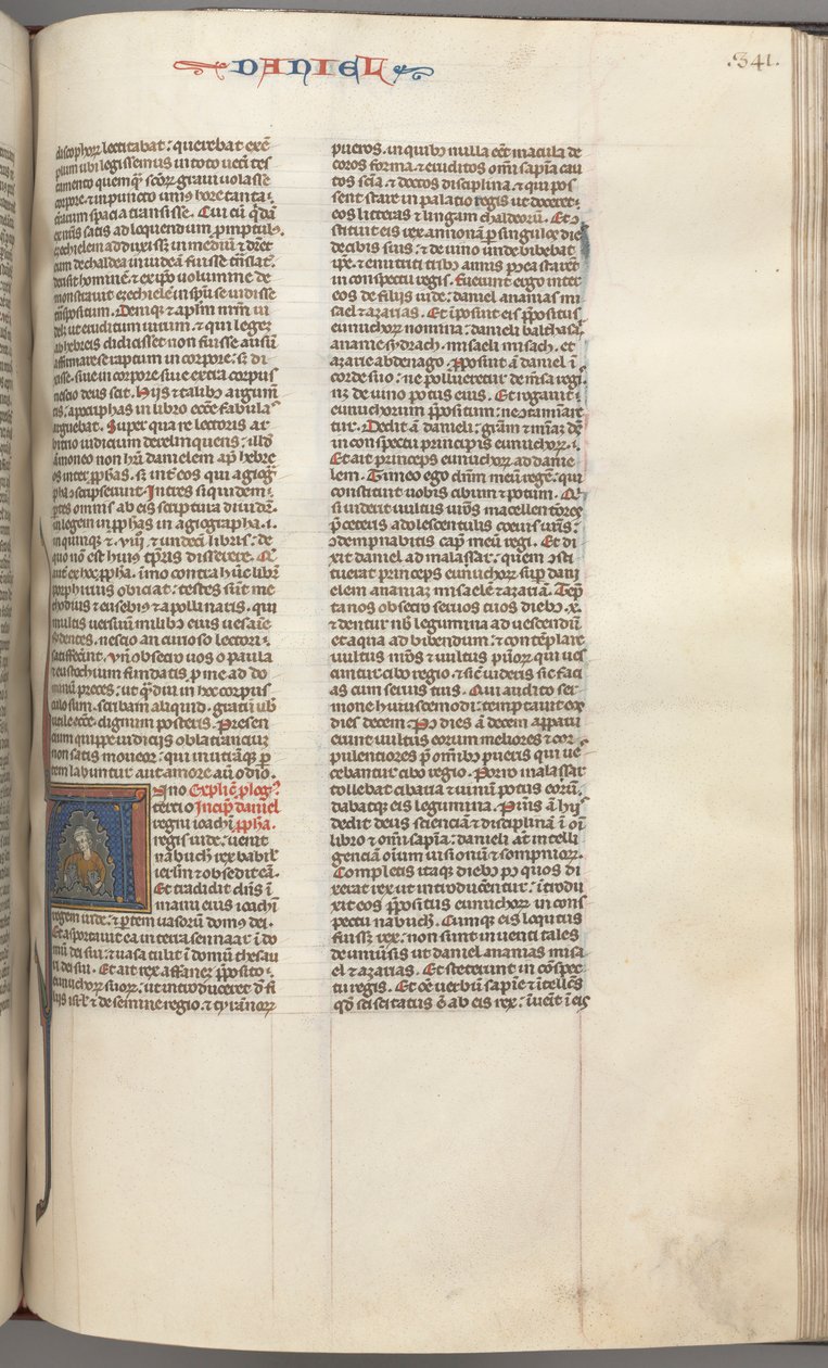 Fol. 341r, Daniel, historisk initial A, Daniel i løvehulen, ca. 1275-1300. af Unbekannt