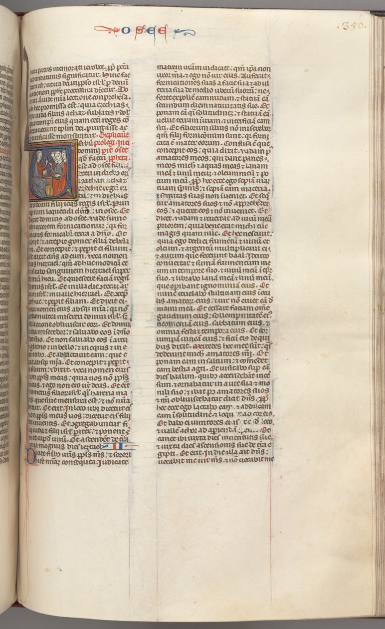 Fol. 350r, Hosea, historisk initial V, Hosea prædiker for tre mænd. , c. 1275-1300. af Unbekannt