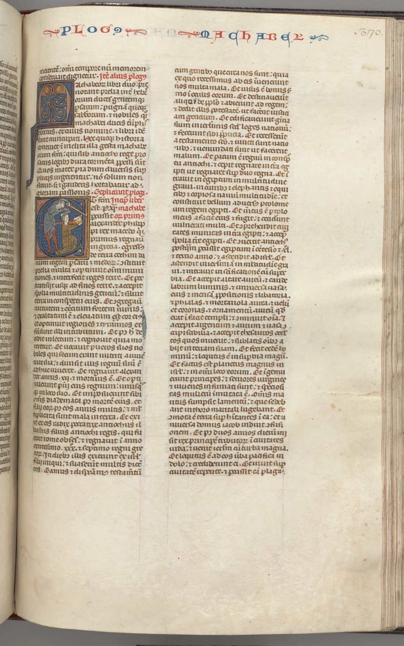 Fol. 370r, Maccabees I, historisk initial E, Mathathias dræber den afgudsdyrkende jøde, ca. 1275-1300. af Unbekannt