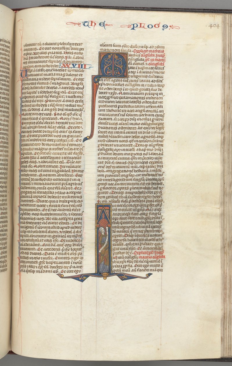 Fol. 404r, Mark, historisk initial I, Mark stående med en rulle, ca. 1275-1300. af Unbekannt
