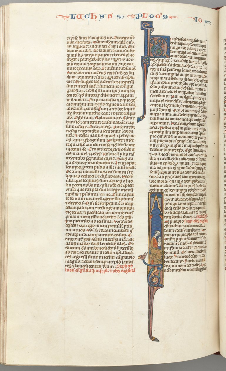 Fol. 425v, John, historisk initial I, John siddende skrift, ca. 1275-1300. af Unbekannt
