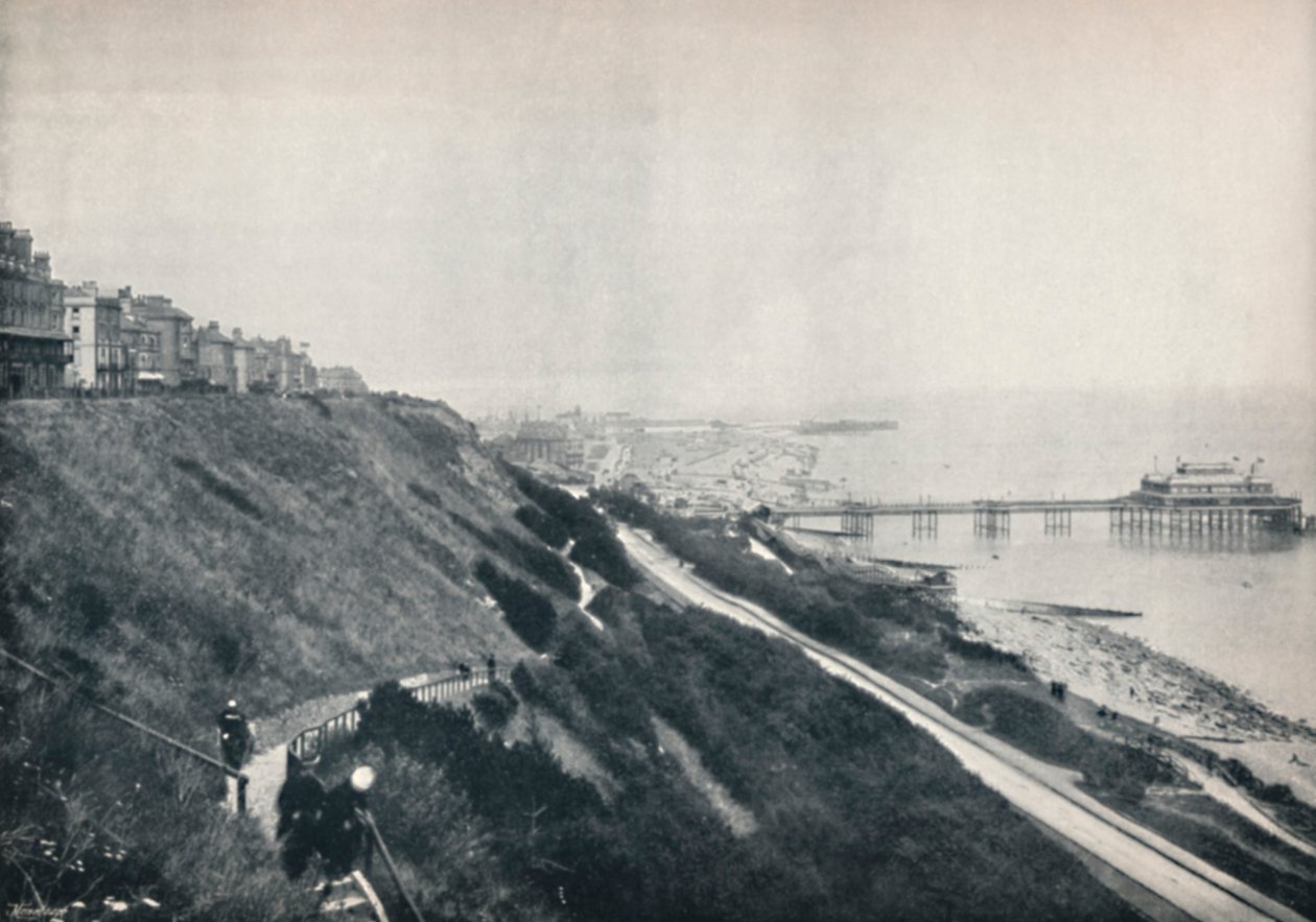 Folkestone - Udsigt der viser Lees and the Pier, 1895 af Unbekannt