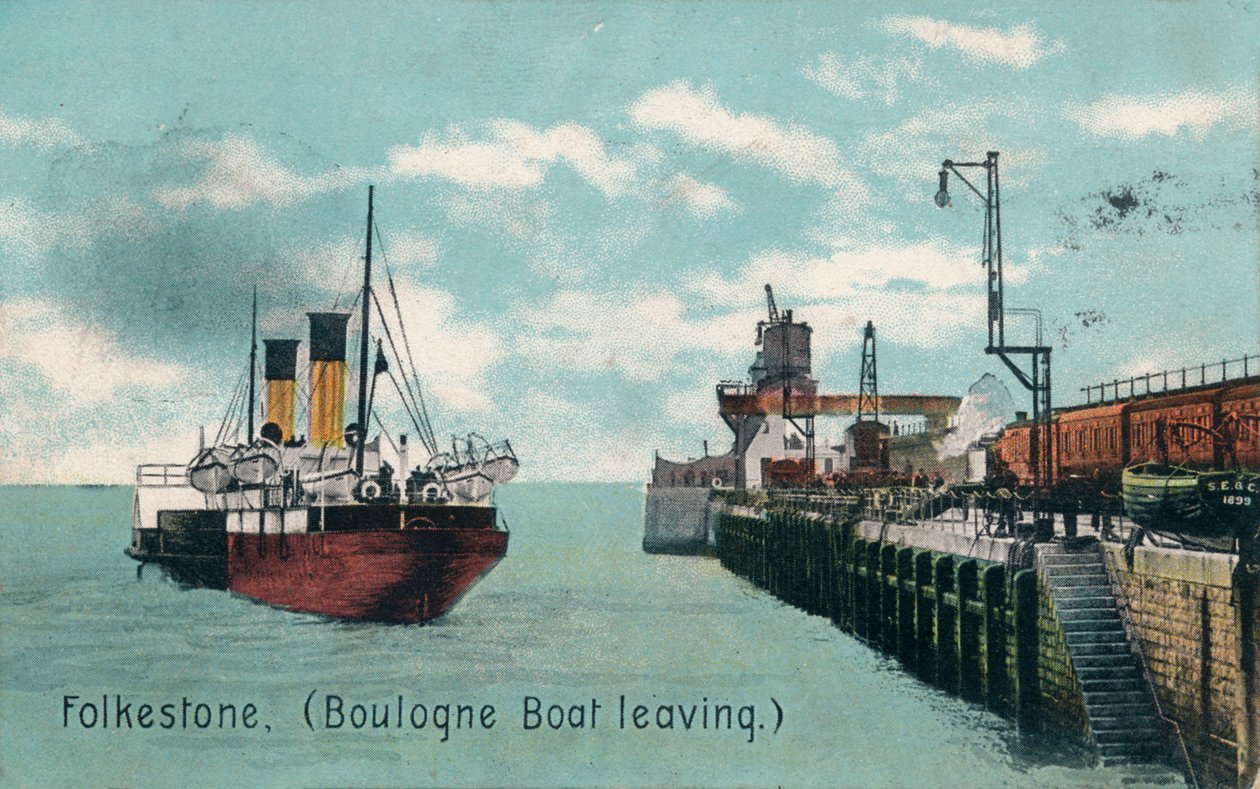 Folkestone Boulogne båd sejler, c1905 af Unbekannt