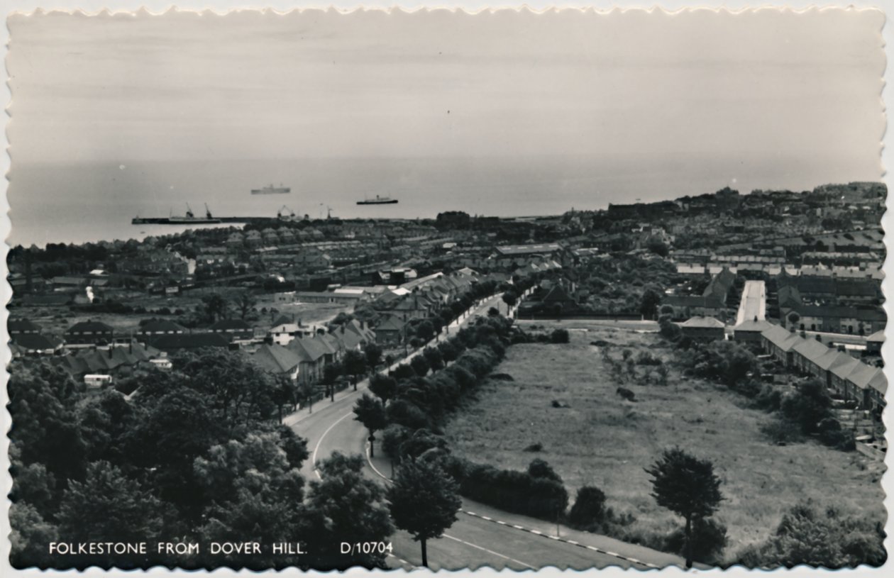 Folkestone fra Dover Hill, slutningen af det 19.-begyndelsen af det 20. århundrede af Unbekannt