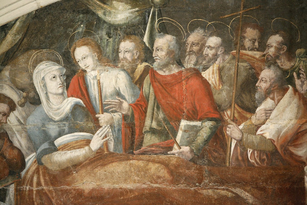 Fontevrault (Fontevraud) klosterets kapitelhusmaleri: Marias død malet af Thomas Pot (detalje) omkring 1563, Fontevraud, Frankrig af Unbekannt