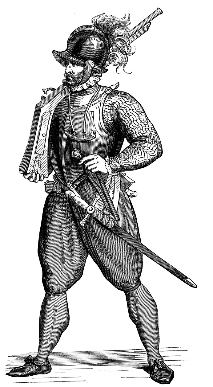 Fodsoldat med en harquebus, 1590 af Unbekannt