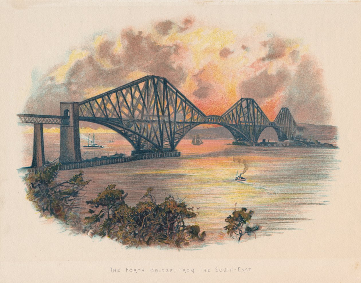 Forth Railway Bridge fra sydøst, Skotland, c1895 af Unbekannt