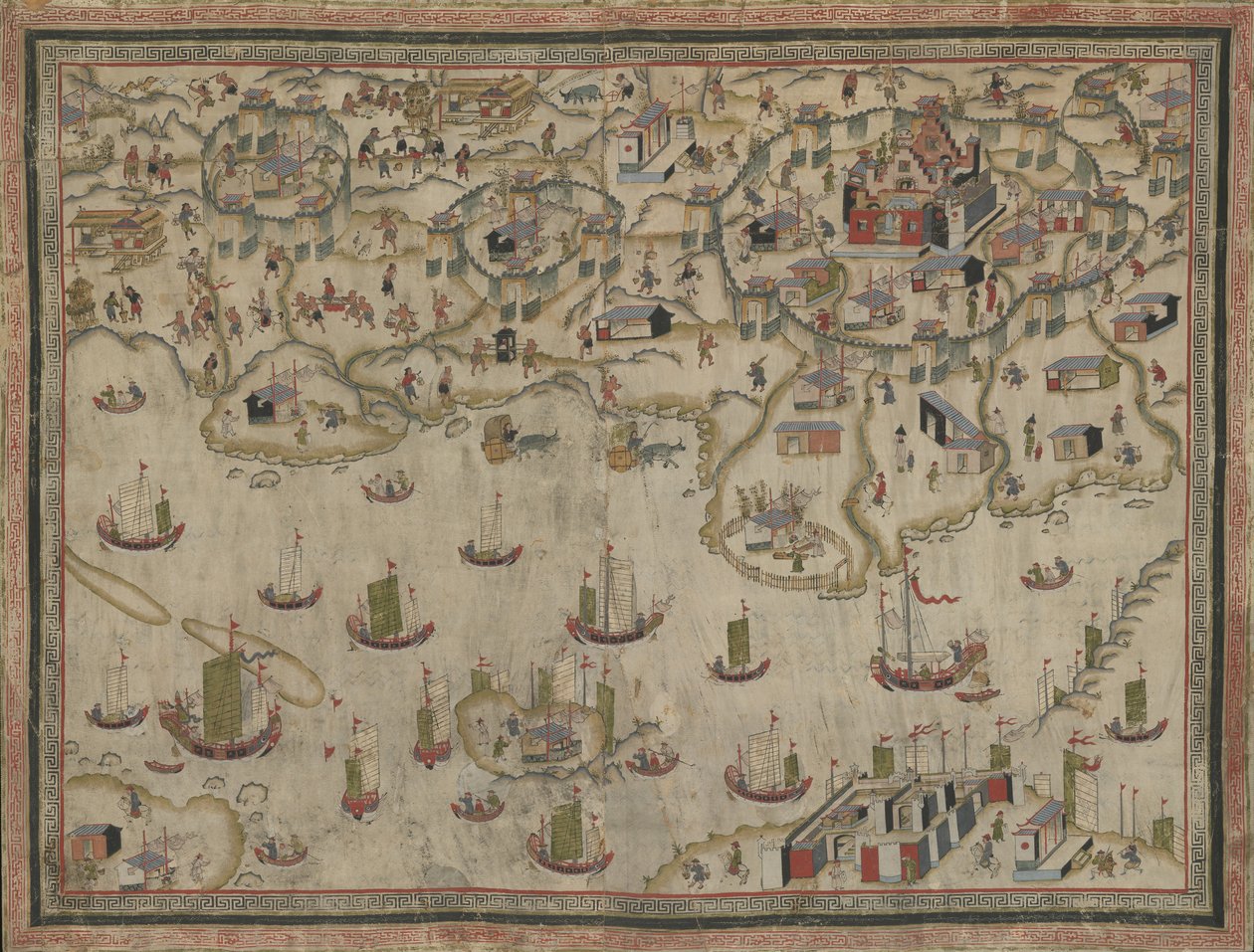 Fortene Zeelandia og Provintia og byen Tainan, 1800-tallet. af Unbekannt