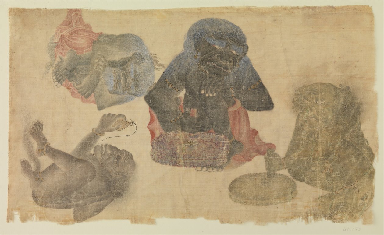 Fire fangede dæmoner, 1470-1500. af Unbekannt