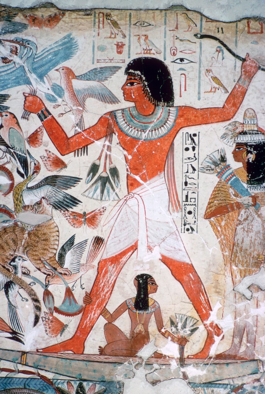 Fowling i marsken: vægmaleri fra Nebamuns grav, Theben, Egypten, c1350 f.Kr. af Unbekannt