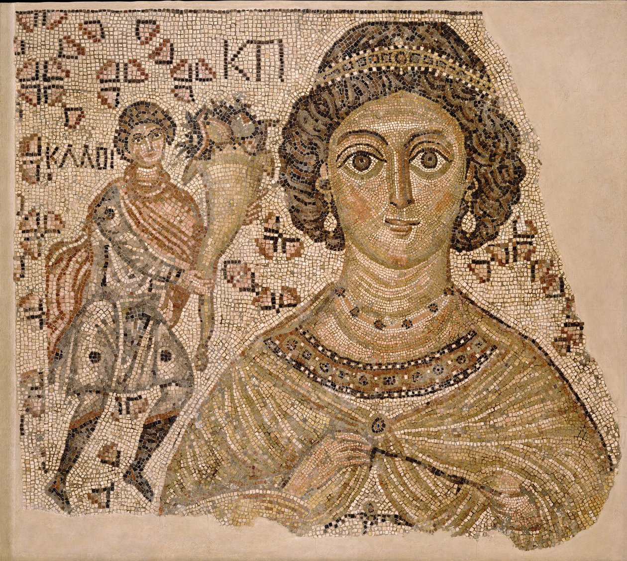 Fragment af en gulvmosaik med en personificering af Ktisis, byzantinsk, 500-550. af Unbekannt