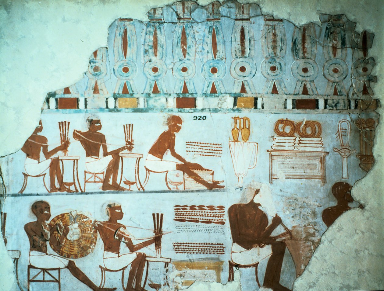 Fragment af malet gips fra Sebekhoteps grav, fra Theben, Egypten, 18. dynasti, c1400 f.Kr. af Unbekannt