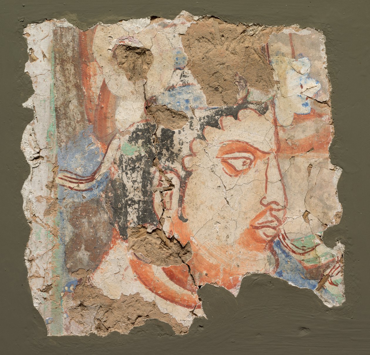 Fragment med et hoved af Bodhisattva, ca. 600-650. af Unbekannt