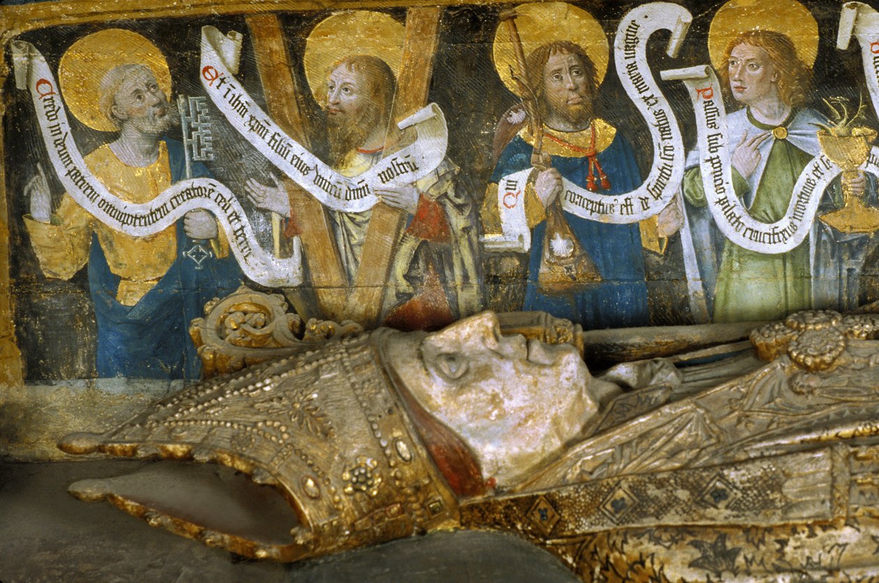 Frankrig - Somme - Afdeling 80 - Amiens - Katedralens indre - Lille kvad i gammel fransk undertekstning - "" Saint Firmins martyrium"" (Firmin d