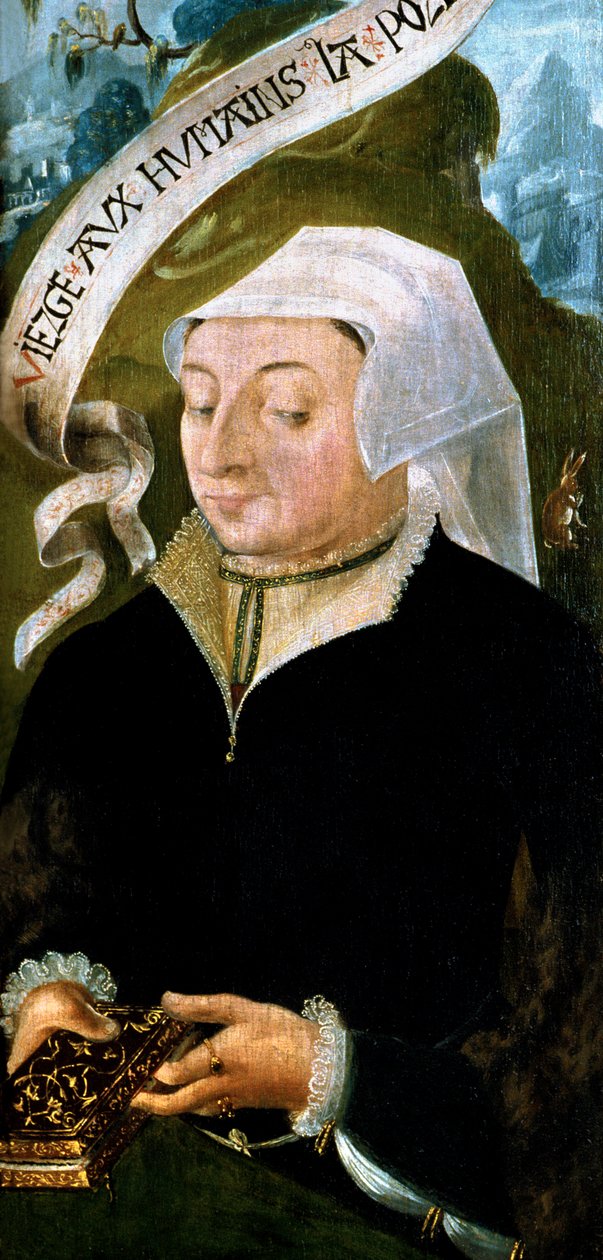 Frankrig - Somme - afdeling 80 - Abbeville - DR Musee Boucher de Perthes - Portræt af Mme Jean de Mourette - tryptisk detalje af Saint Vulfran af Unbekannt