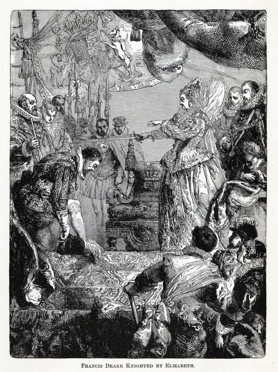 Francis Drake slået til ridder af Elizabeth, 1882 af Unbekannt