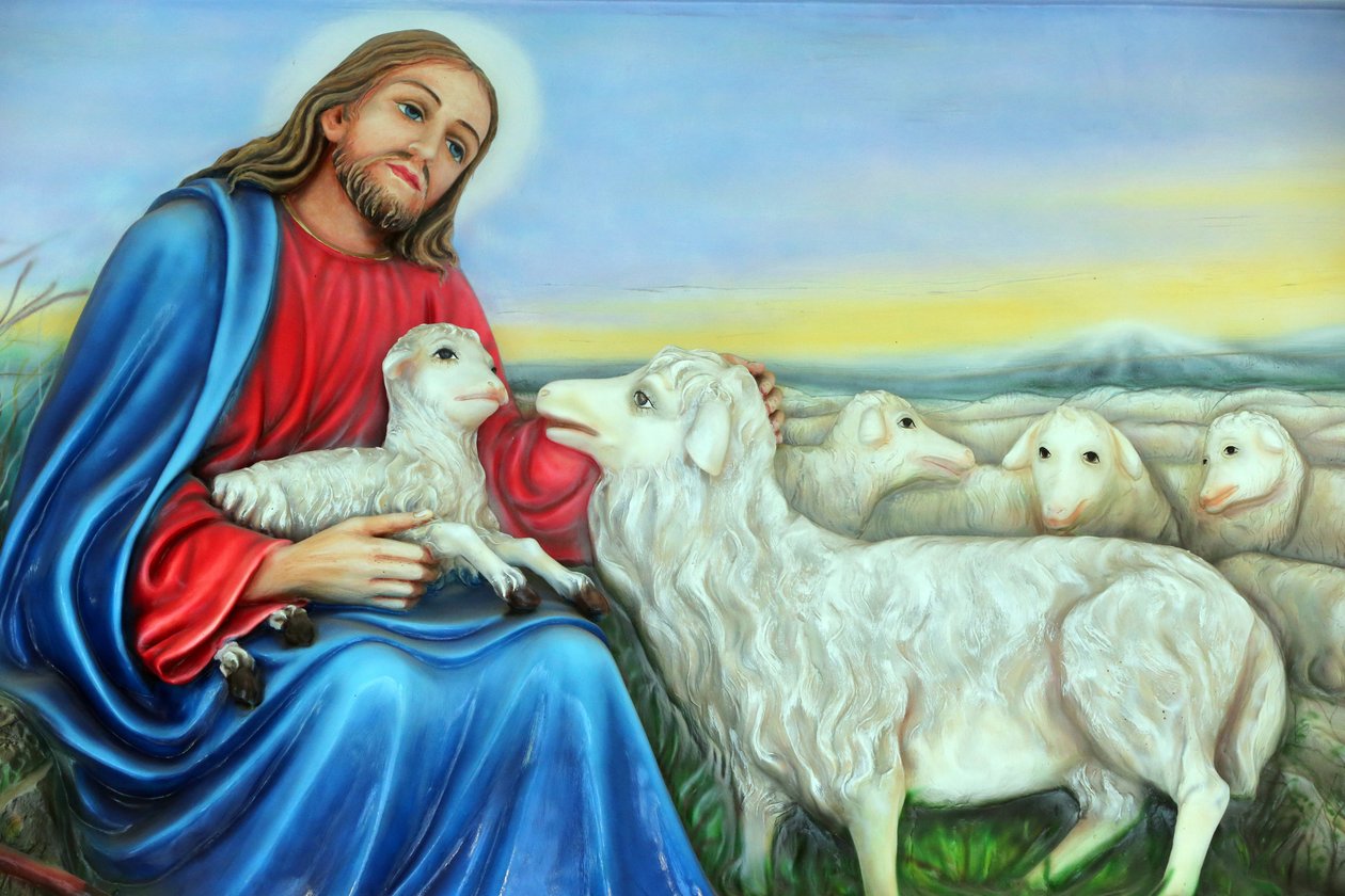 Franciskanske missionærer fra Mary kirken. Jesus, den gode hyrde. Maleri. Ho Chi Minh City. Vietnam af Unbekannt
