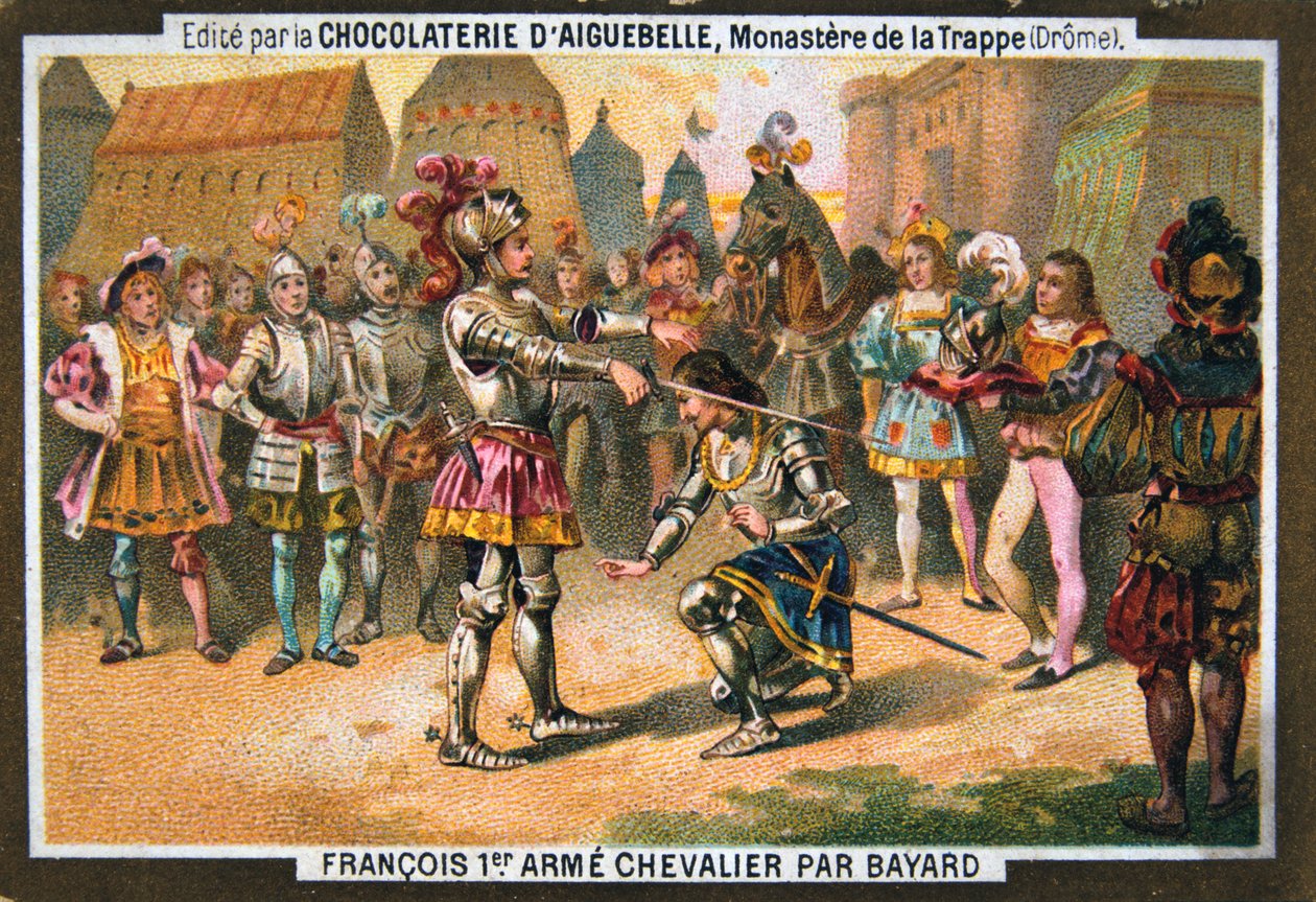 Francois I skaber ridder i Bayard, 1515, c1800-tallet af Unbekannt