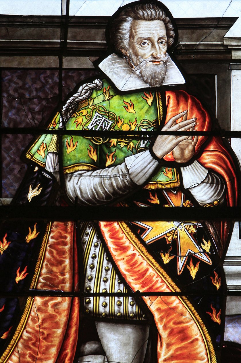 Francois de la Grange. Glasmaleri-detalje af Jomfruens himmelfart, Bourges, Frankrig af Unbekannt