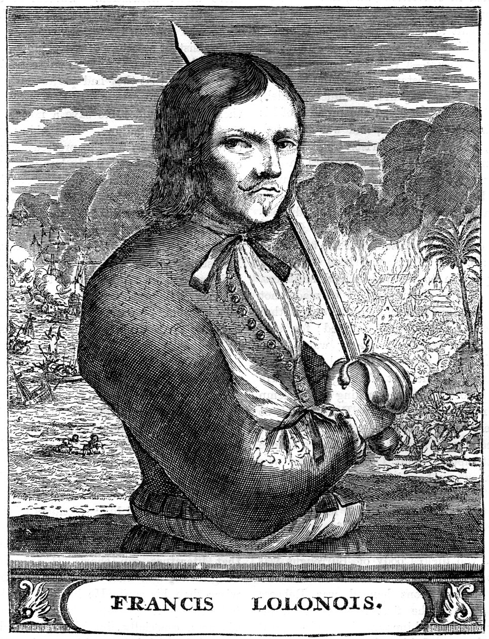 Francois lOllonois, fransk landvinder fra det 17. århundrede, c1880 af Unbekannt