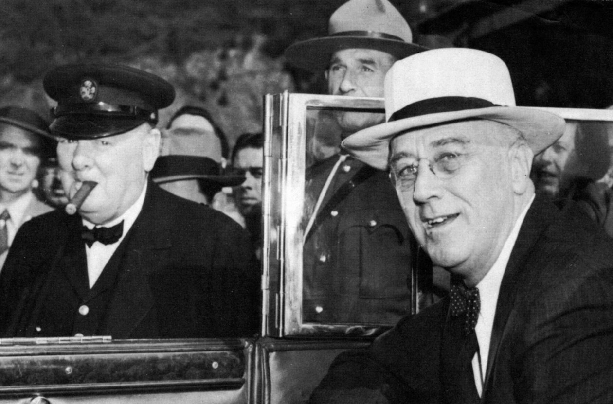 Franklin D. Roosevelt og Winston Churchill mødes i Quebec, Canada, 1944 af Unbekannt