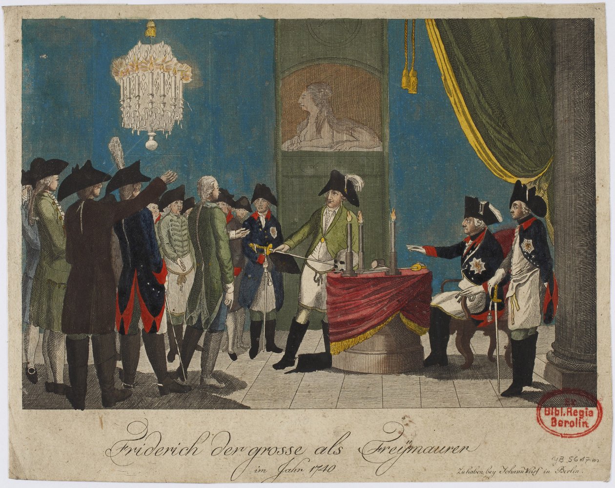 Frederik den Store som frimurer i 1740 af Unbekannt