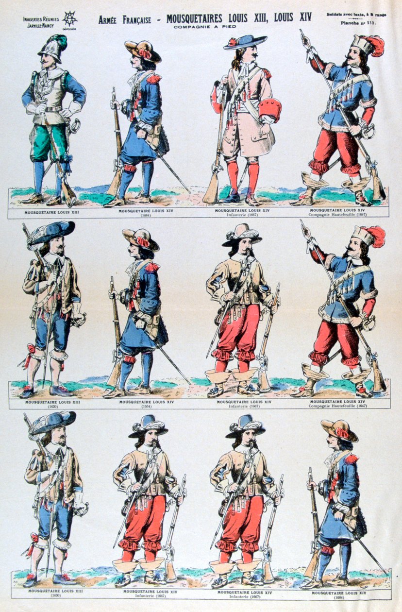 Fransk hær, musketerer af Ludvig XIII og Ludvig XIV, 17. århundrede 19. århundrede af Unbekannt
