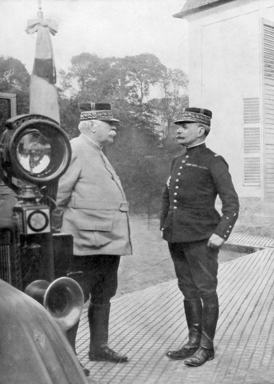 Franske første verdenskrigsgeneraler Joseph Joffre og Ferdinand Foch, Flandern, 1914 af Unbekannt