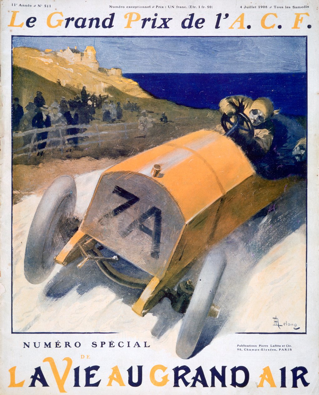 Fransk Grand Prix, forside af magasinet La Vie au Grand Air, 1908 af Unbekannt