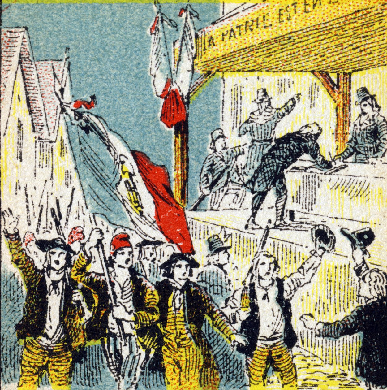 Den franske revolution: de revolutionæres frivillige sammenslutninger. Gravering i "Histoire de France". Serie af reklamebilleder udgivet på vegne af Louit, 24 rue d