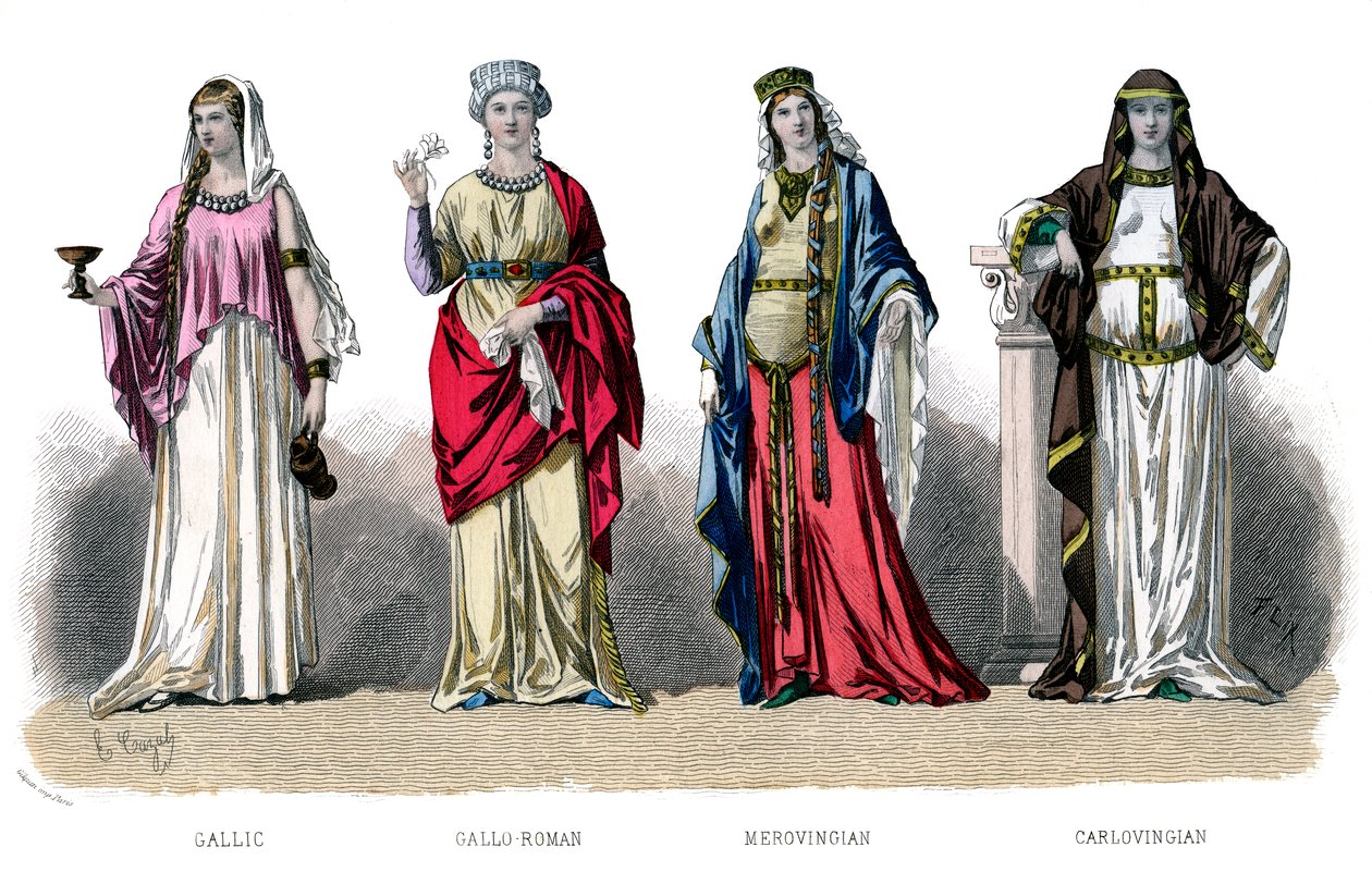 Fransk kostume: gallisk, gallo romersk, merovinger, karlovinger, 1882 af Unbekannt