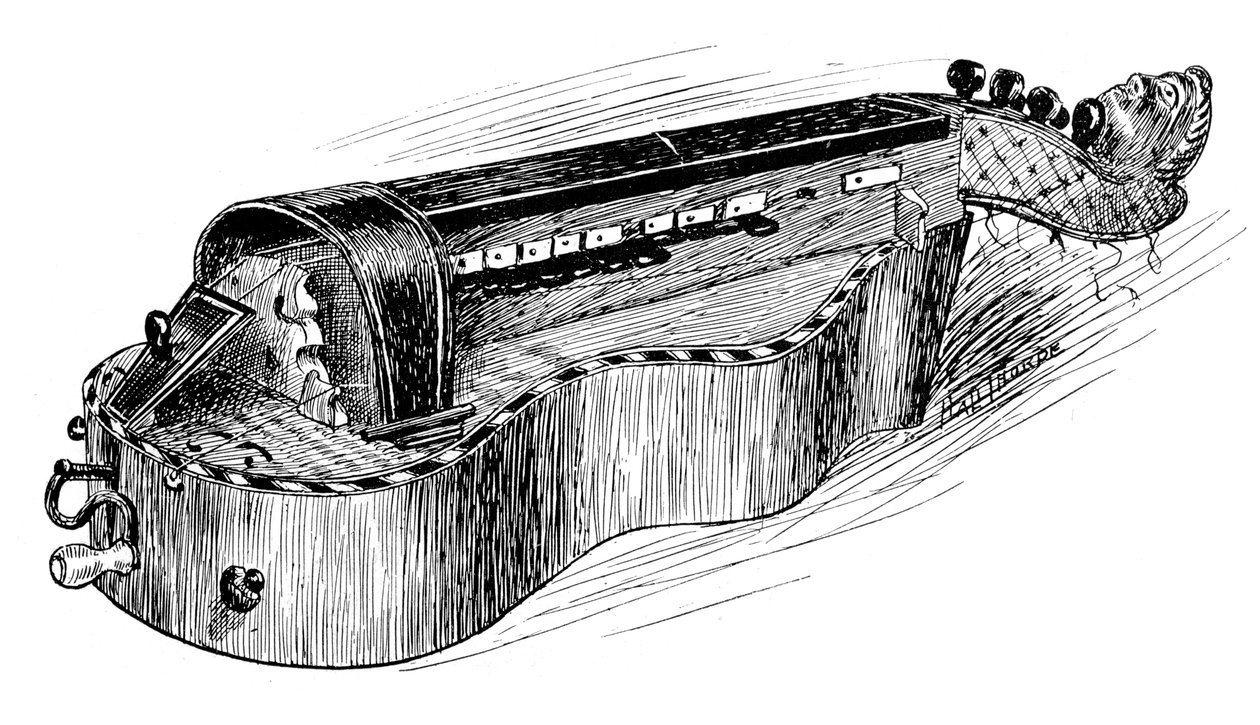 Fransk gurdy-gurdy eller vielle, c1750, 1901 af Unbekannt