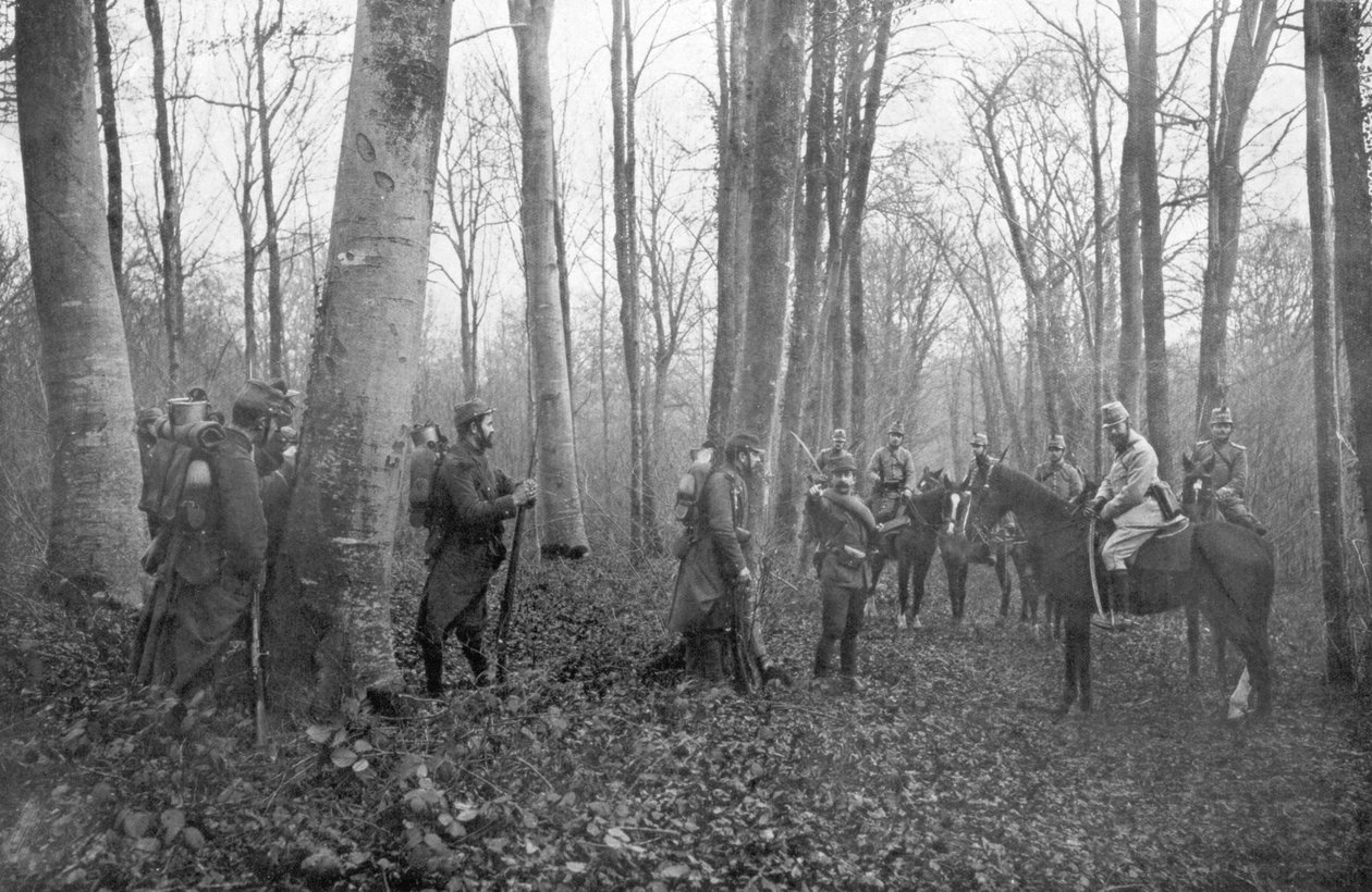 Franske patruljer i Argonne-skoven, Frankrig, 1915 af Unbekannt