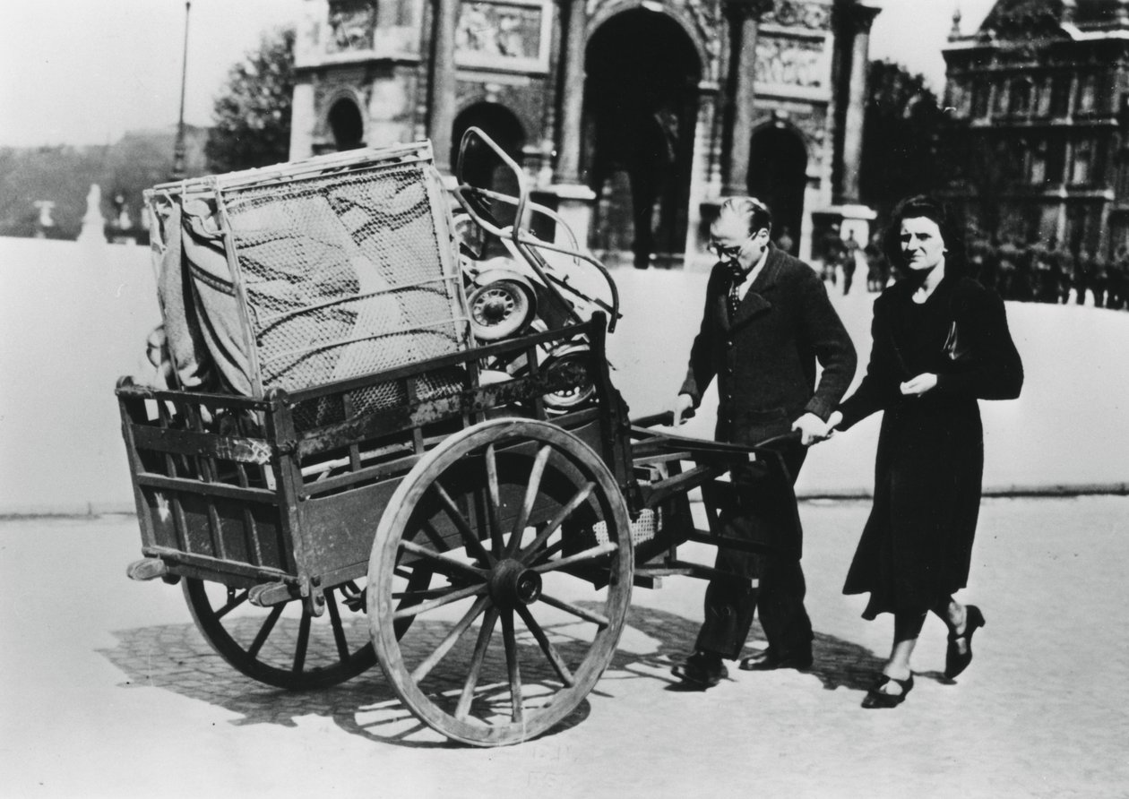 Franske flygtninge vender hjem efter Frankrigs fald til tyskerne, Paris, juli 1940 af Unbekannt